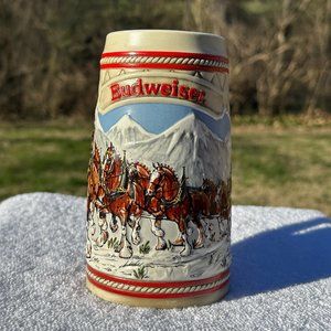 Budweiser Clydesdales A Series Snow Capped Mountains Collectible Stein - 1985